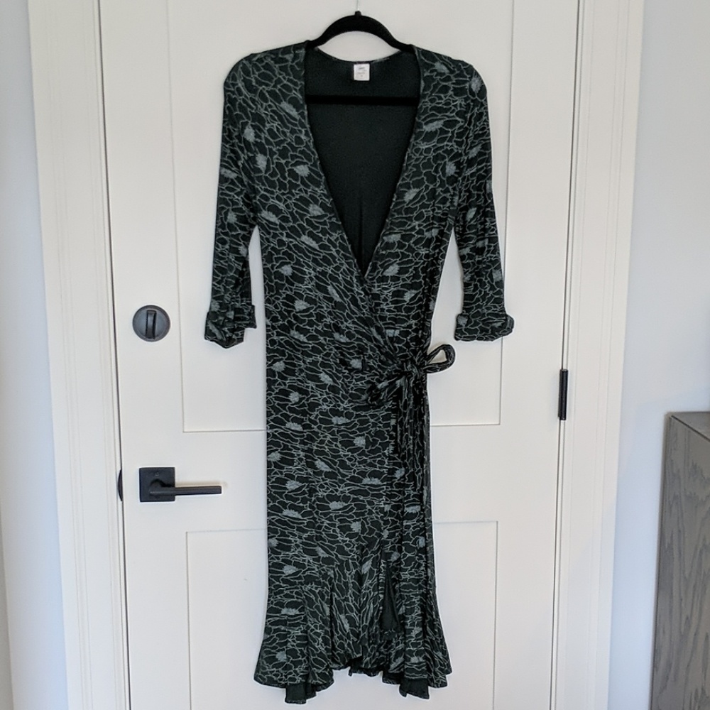 Dark green wrap dress